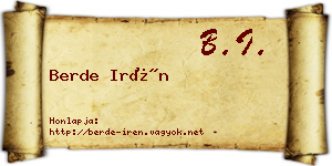 Berde Irén névjegykártya